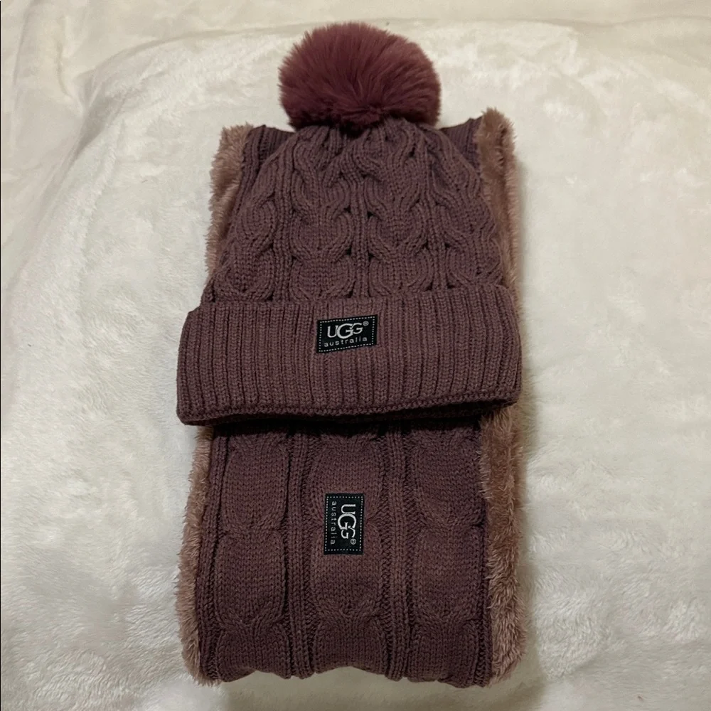 NWOT UGG Knit Infinity Beanie and Scarf Set - the color is Mauve - Picture 3 of 6